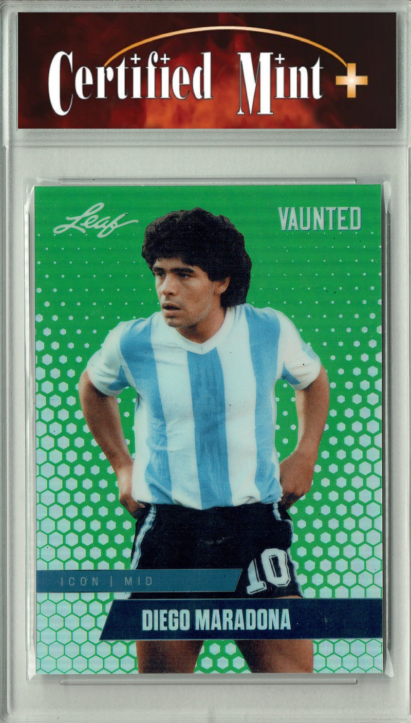 Certified Mint+ Diego Maradona 2025 Leaf Vaunted Metal #VM-02 Green 5 Made Rare Card Argentina