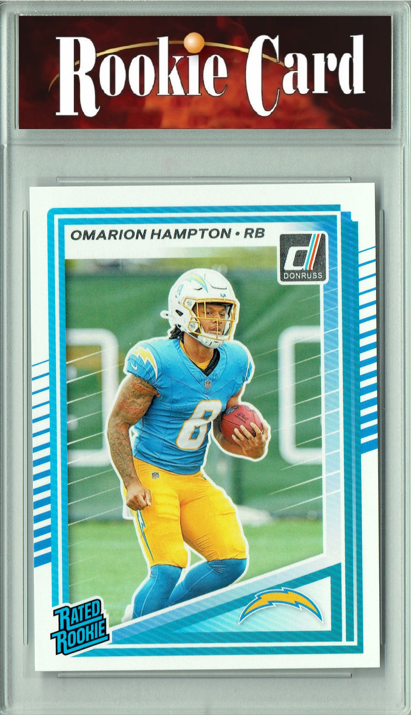 Certified Mint+ Omarion Hampton 2025 Donruss Football #303 Rookie Card Los Angeles Chargers