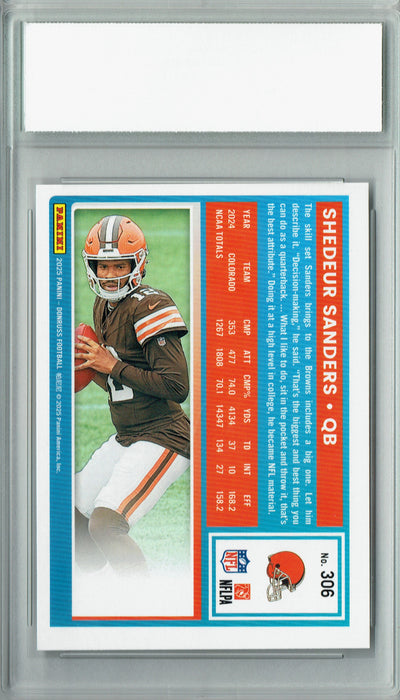 Certified Mint+ Shedeur Sanders 2025 Donruss Football #306 Rookie Card Cleveland Browns