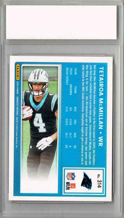 Certified Mint+ Tetairoa McMillan 2025 Donruss Football #314 Rookie Card Carolina Panthers