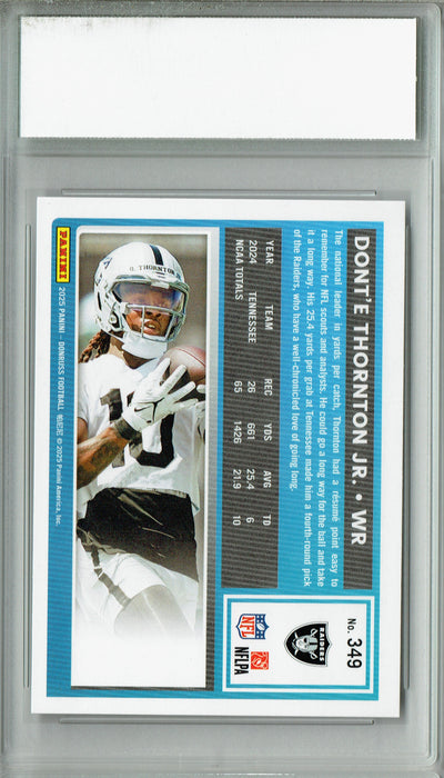 Certified Mint+ Dont'e Thornton 2025 Donruss Football #349 Rookie Card Las Vegas Raiders