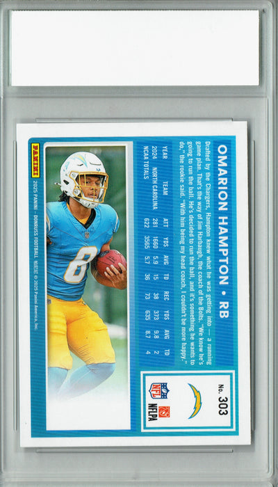 Certified Mint+ Omarion Hampton 2025 Donruss Football #303 Rookie Card Los Angeles Chargers