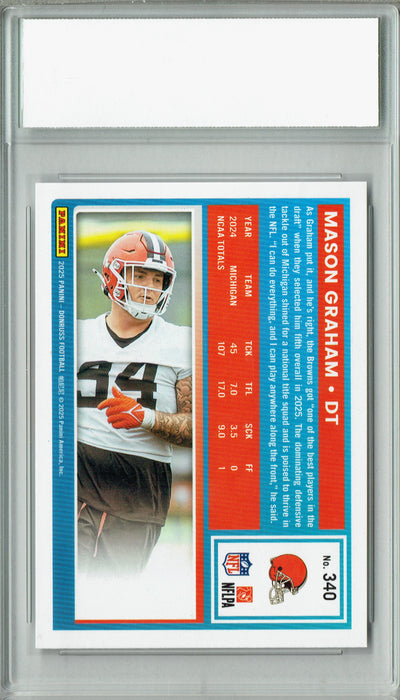 Certified Mint+ Mason Graham 2025 Donruss Football #340 Rookie Card Cleveland Browns