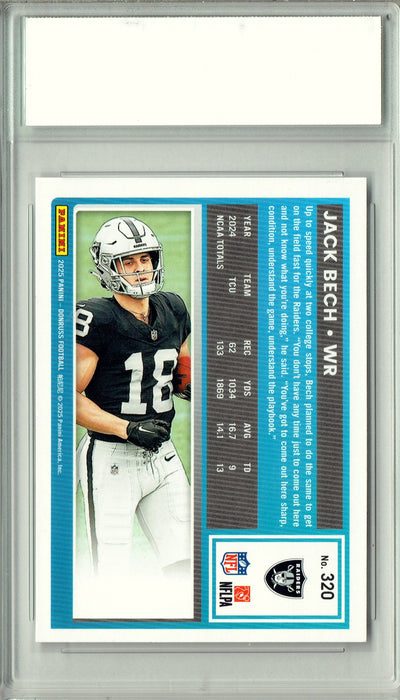 Certified Mint+ Jack Bech 2025 Donruss Football #320 Rookie Card Las Vegas Raiders