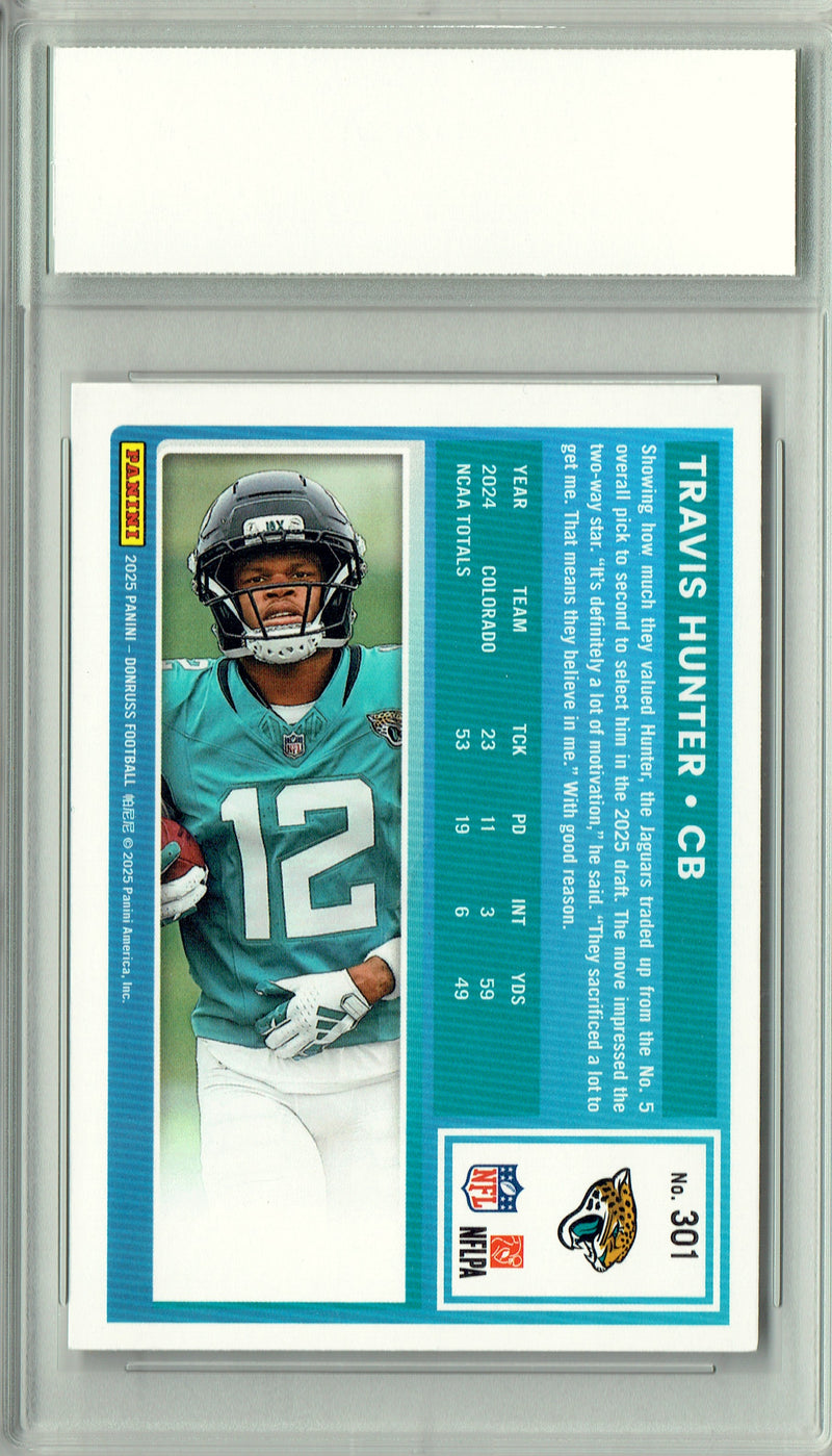 Travis Hunter 2025 Donruss Football #301 Rookie Card PGI 10