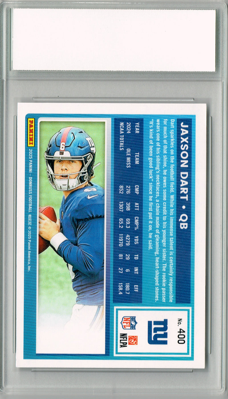 Certified Mint+ Jaxson Dart 2025 Donruss Football #400 Rookie Card New York Giants