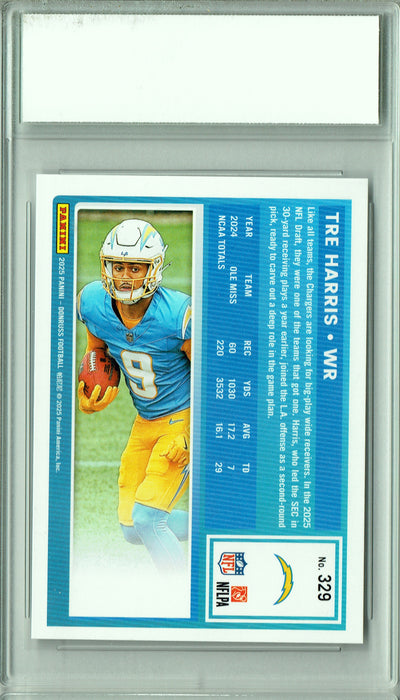 Certified Mint+ Tre Harris 2025 Donruss Football #329 Rookie Card Los Angeles Chargers