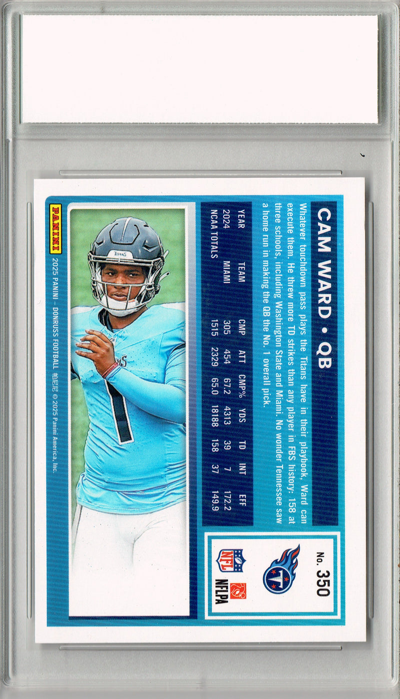 Certified Mint+ Cam Ward 2025 Donruss Football #350 Rookie Card Tennessee Titans
