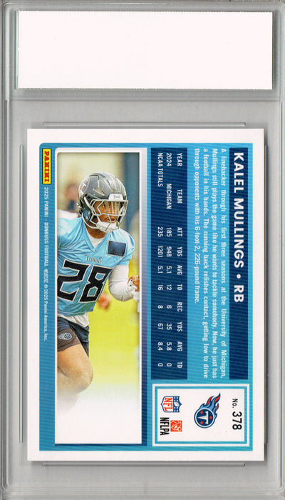Certified Mint+ Kalel Mullings 2025 Donruss Football #378 Rookie Card Tennessee Titans