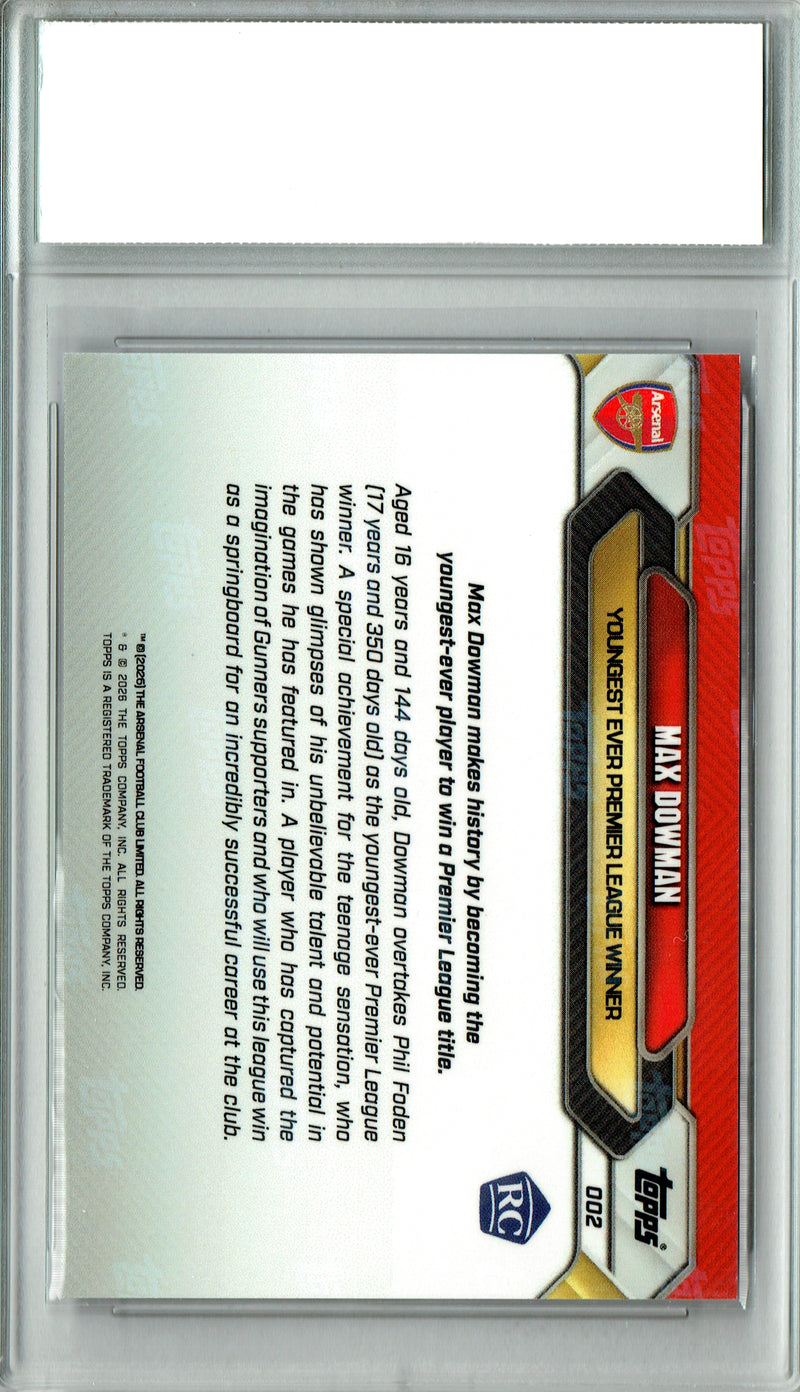 Max Dowman Rookie Card 2026 Topps Now #2 PRISTINE, PGI 10, Arsenal Soccer