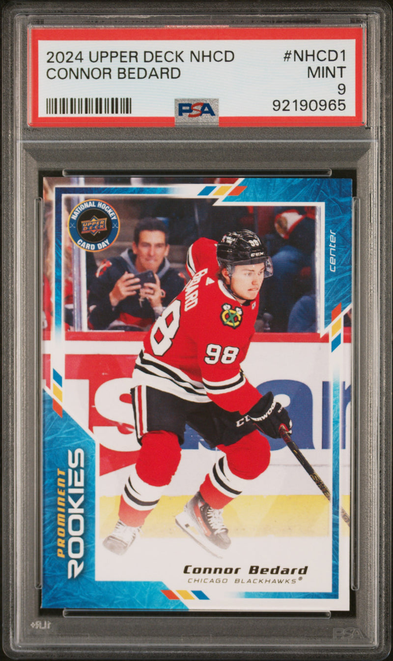 PSA 9 Connor Bedard 2023 Upper Deck NHCD #NHCD1 SP Rookie Card Chicago Blackhawks
