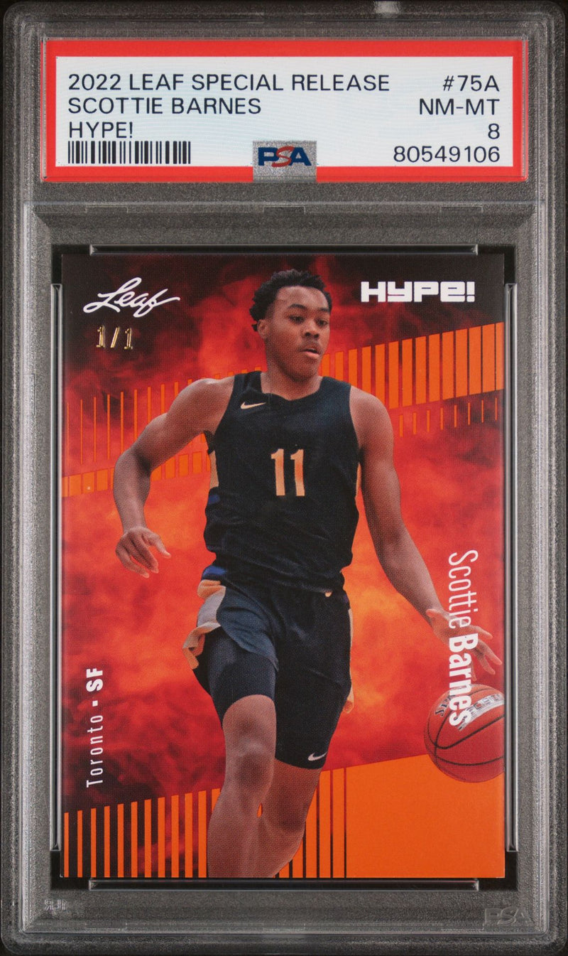 PSA 8 Scottie Barnes 2022 Leaf Hype! #75A Orange Masterpiece 1/1 Rookie Card