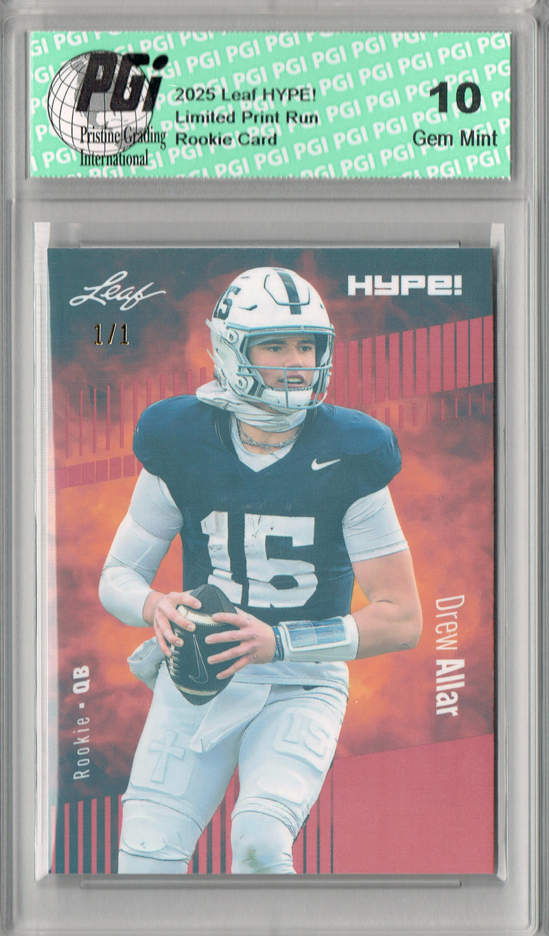 Drew Allar Rookie Card Penn State PGI 10 Football Trading Card 2025 Leaf HYPE! #183 Orange Shimmer 1/1