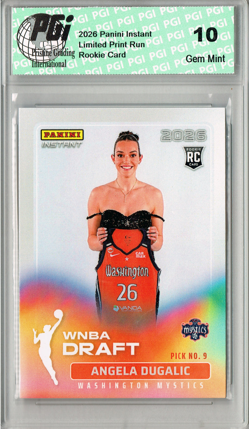 Angela Dugalic Rookie Card Washington Mystics 2026 WNBA Draft Night #DN-8 1 of 1696 PGI 10 Gem Mint Trading Card
