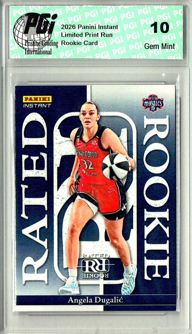 Angela Dugalic Rookie Card 2026 Panini Instant #RRR-18 Rated Rookie, PGI 10, Washington Mystics Basketball
