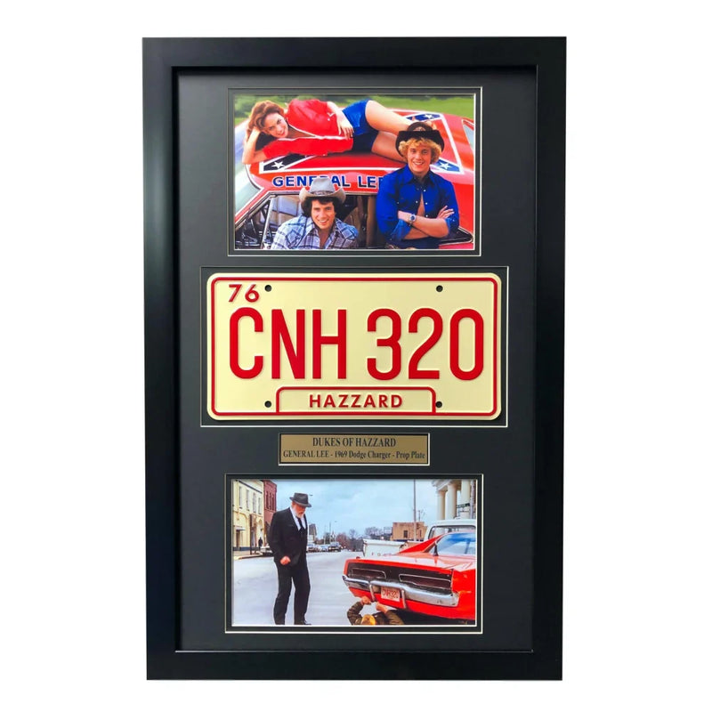 "Dukes of Hazzard" Dodge Charger Movie Car License Plate Framed Collage General Lee
