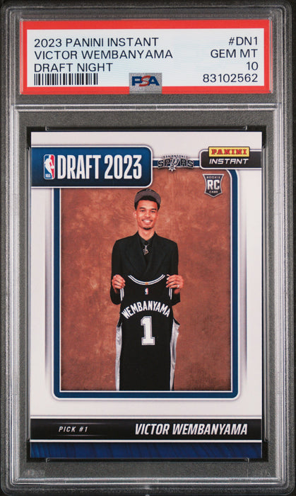 PSA 10 GEM-MT Victor Wembanyama 2023 Panini Instant #DN1 Rookie Card Draft Night