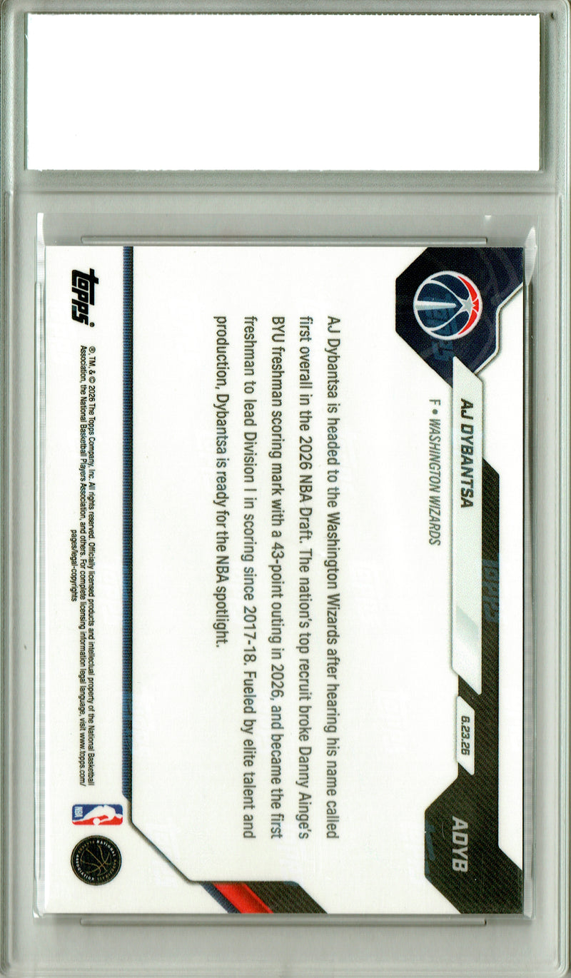 AJ Dybansta Rookie Card 2026 Topps Now #ADYB PRISTINE, PGI 10, Washington Wizards Basketball