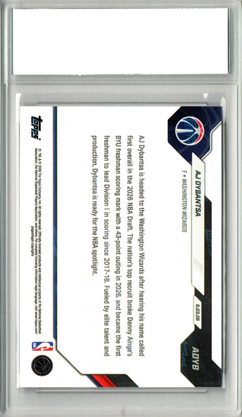 A.J. Dybantsa Rookie Card 2026 Topps Now #ADYB NBA Draft Night, PGI 10, Washington Wizards Basketball
