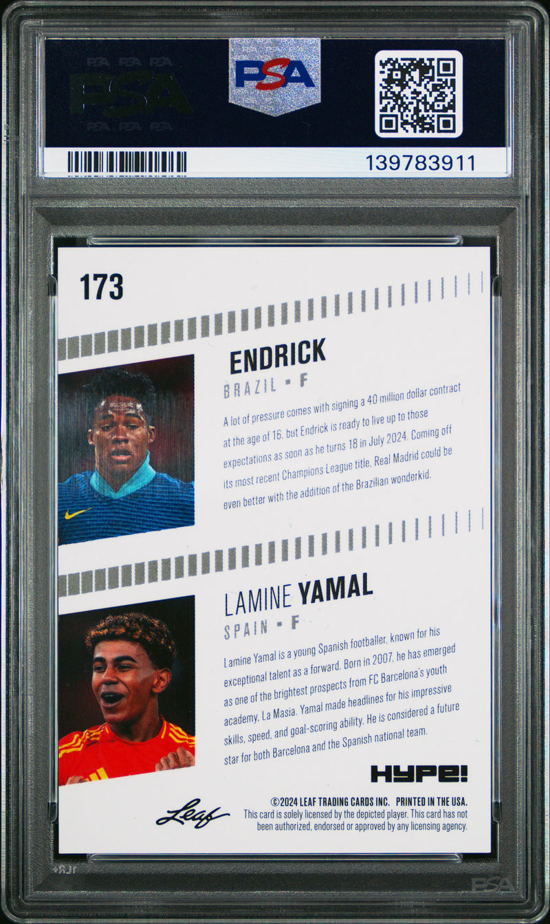 PSA 8 Endrick / Lamine Yamal 2024 Leaf HYPE! #173 Orange Shimmer 1/1 Rookie Card Barcelona