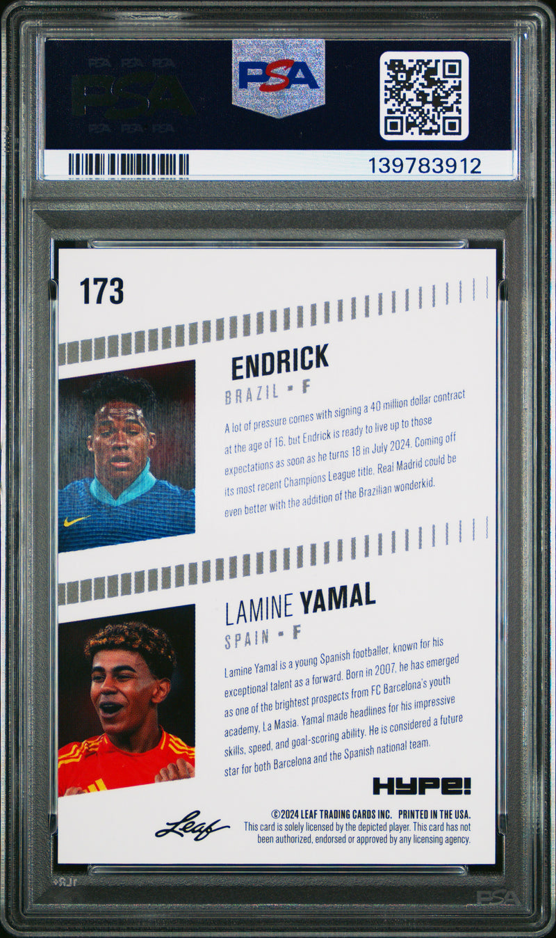 PSA 9 Endrick / Lamine Yamal 2024 Leaf HYPE! #173 Purple Shimmer 1/1 Rookie Card Barcelona