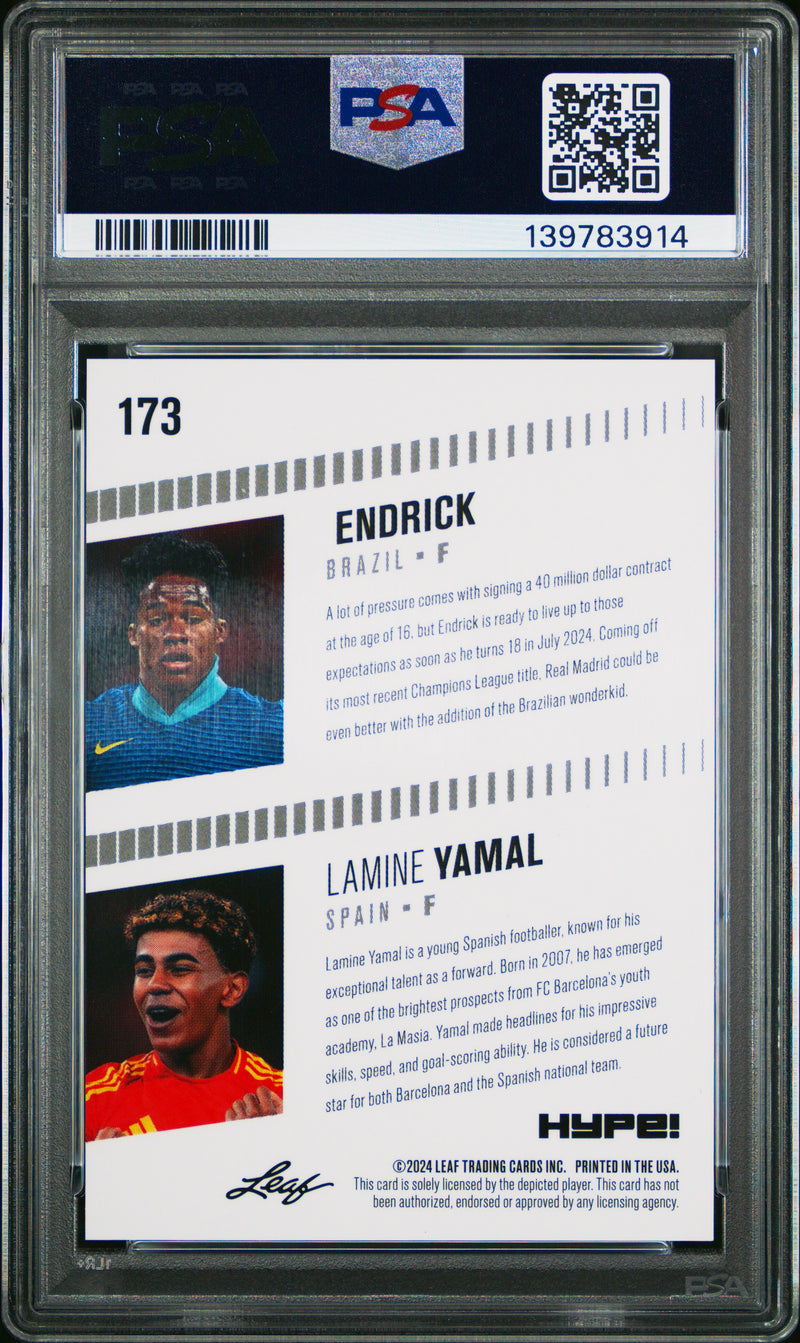 PSA 9 Endrick / Lamine Yamal 2024 Leaf HYPE! #173 Red Shimmer 1/1 Rookie Card Barcelona