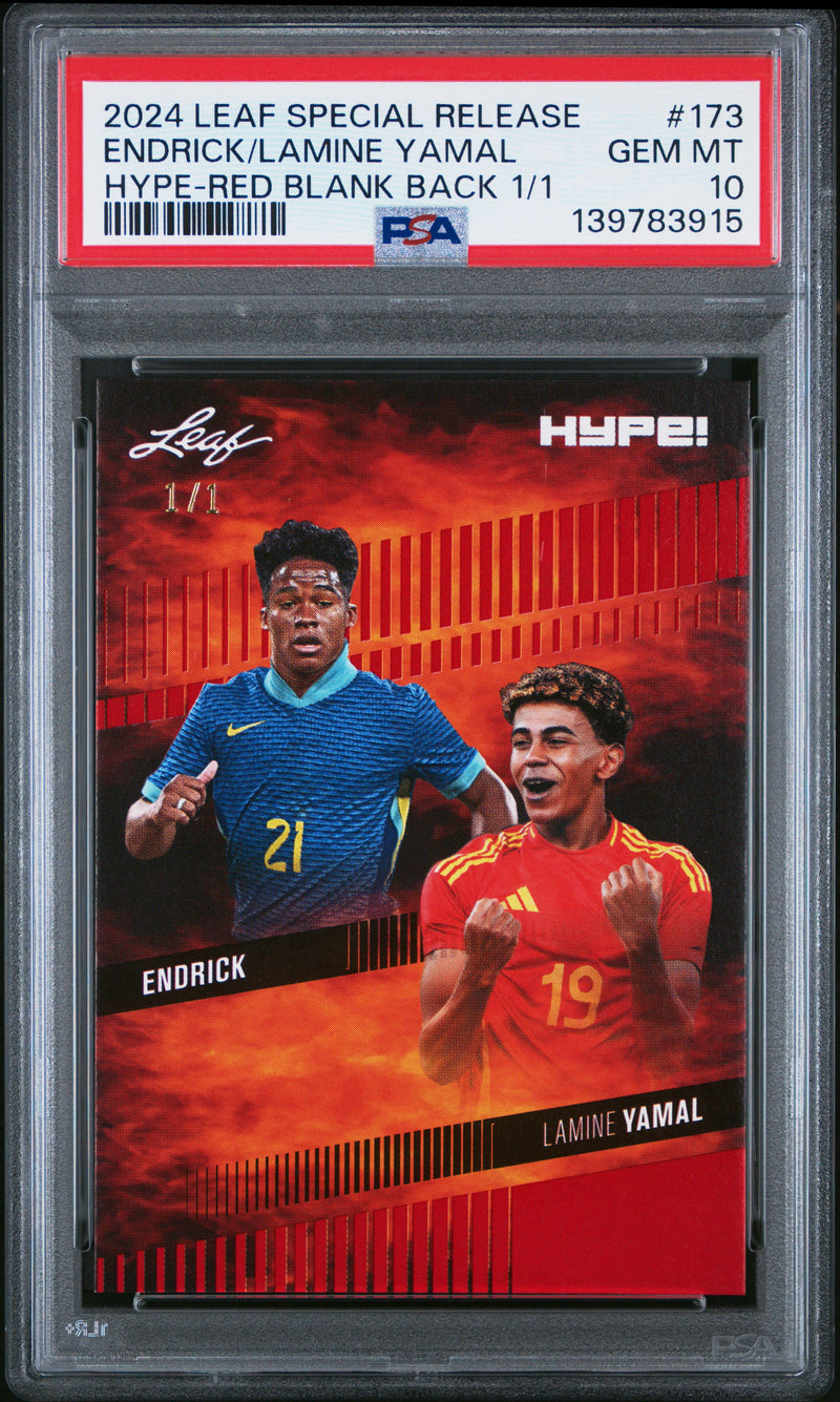 PSA 10 Endrick / Lamine Yamal 2024 Leaf HYPE! #173 Red Blank Back 1/1 Rookie Card Barcelona