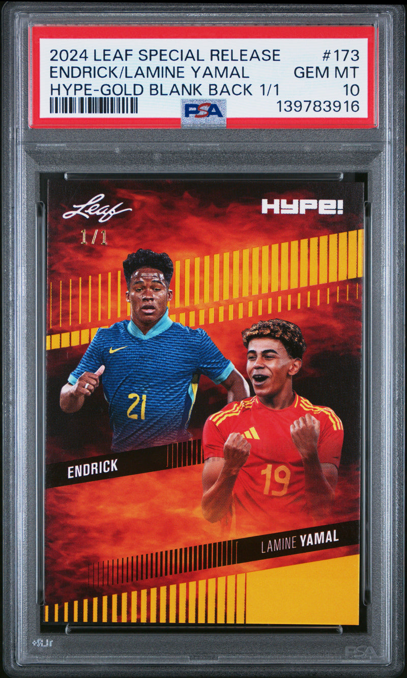 PSA 10 Endrick / Lamine Yamal 2024 Leaf HYPE! #173 Gold Blank Back 1/1 Rookie Card Barcelona
