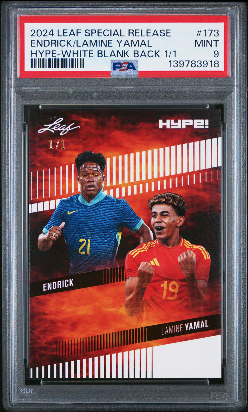 PSA 9 Endrick / Lamine Yamal 2024 Leaf HYPE! #173 White Blank Back 1/1 Rookie Card Barcelona