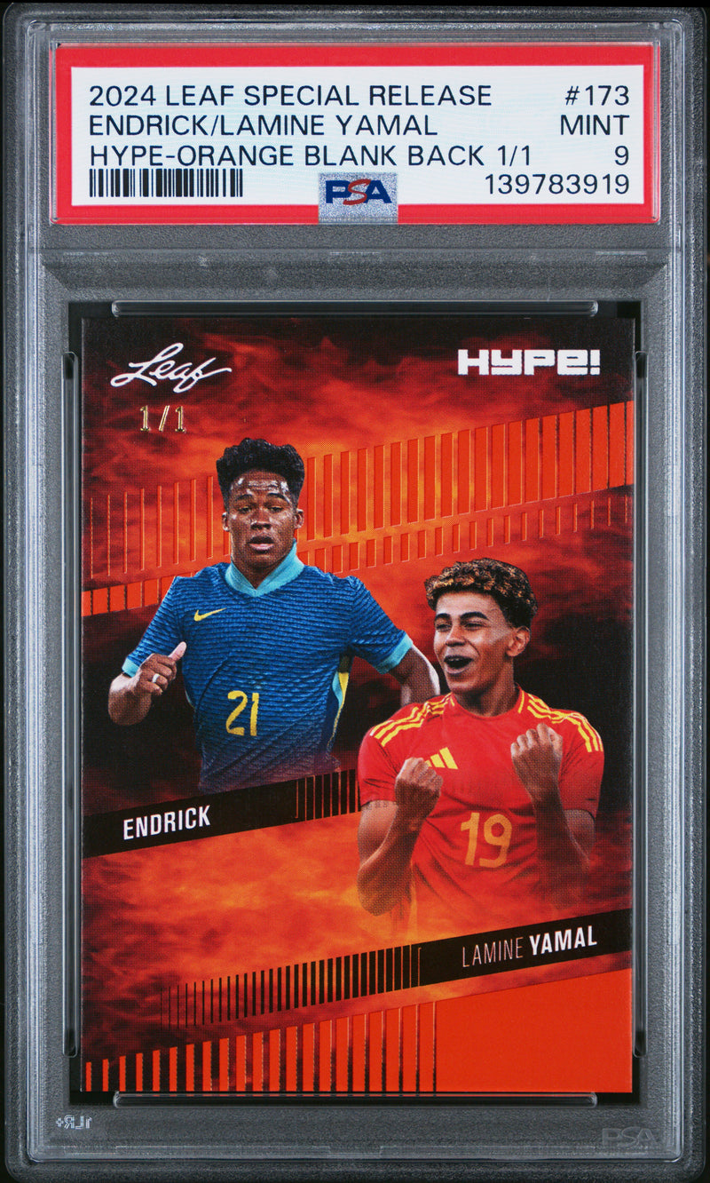 PSA 9 Endrick / Lamine Yamal 2024 Leaf HYPE! #173 Orange Blank Back 1/1 Rookie Card Barcelona