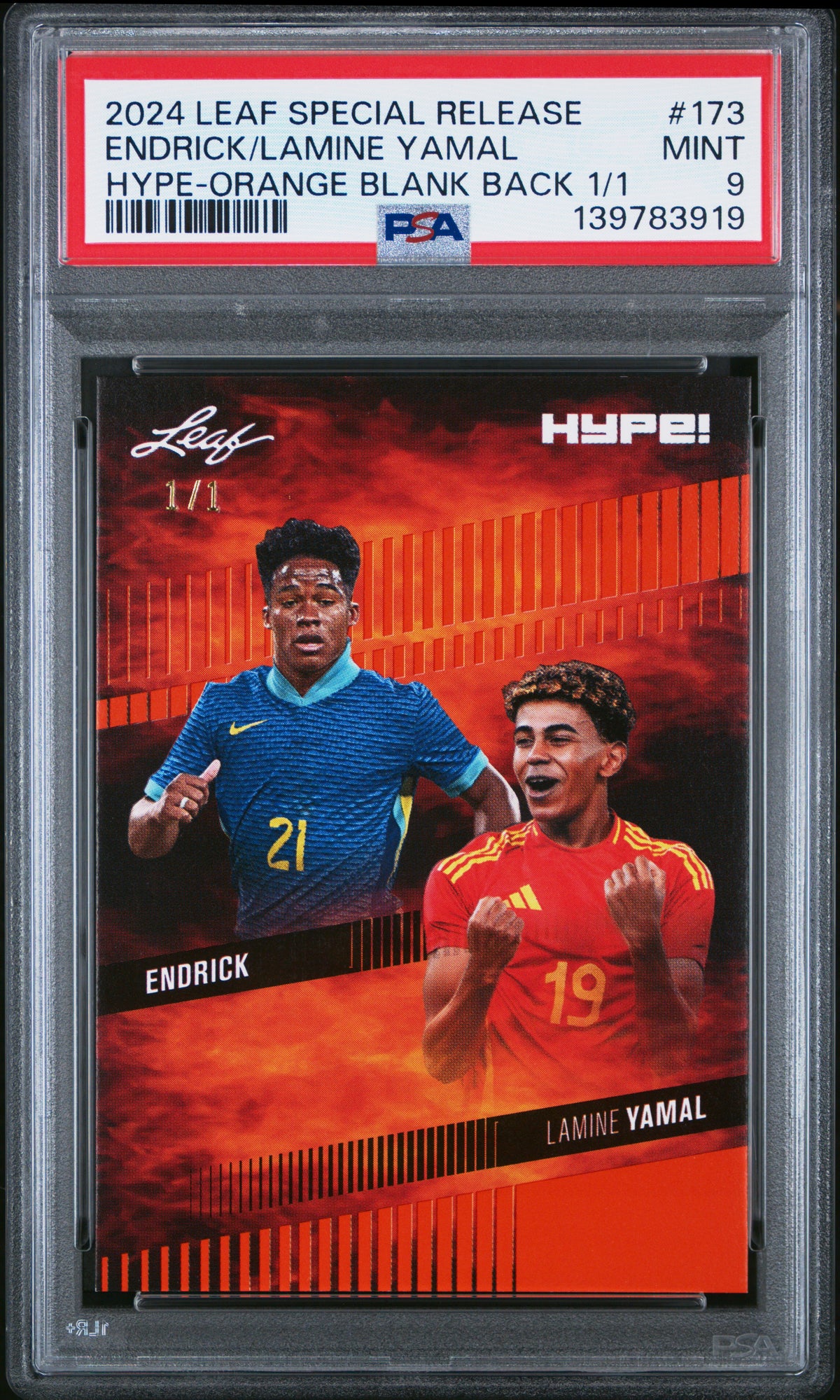PSA 9 Endrick / Lamine Yamal 2024 Leaf HYPE! #173 Orange Blank Back 1 ...