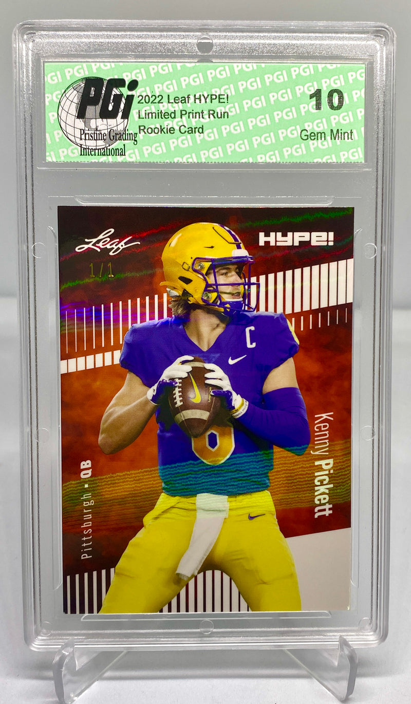 Kenny Pickett Rookie Card Pittsburgh PGI 10 Gem Mint Football Trading Card 2022 Leaf HYPE! #79A White Shimmer 1 of 1