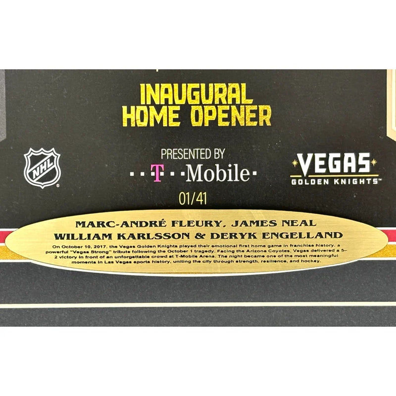 Marc-Andre Fleury Neal Karlsson Engelland Signed 1st Poster 2017 Vegas Golden Knights Framed Strong