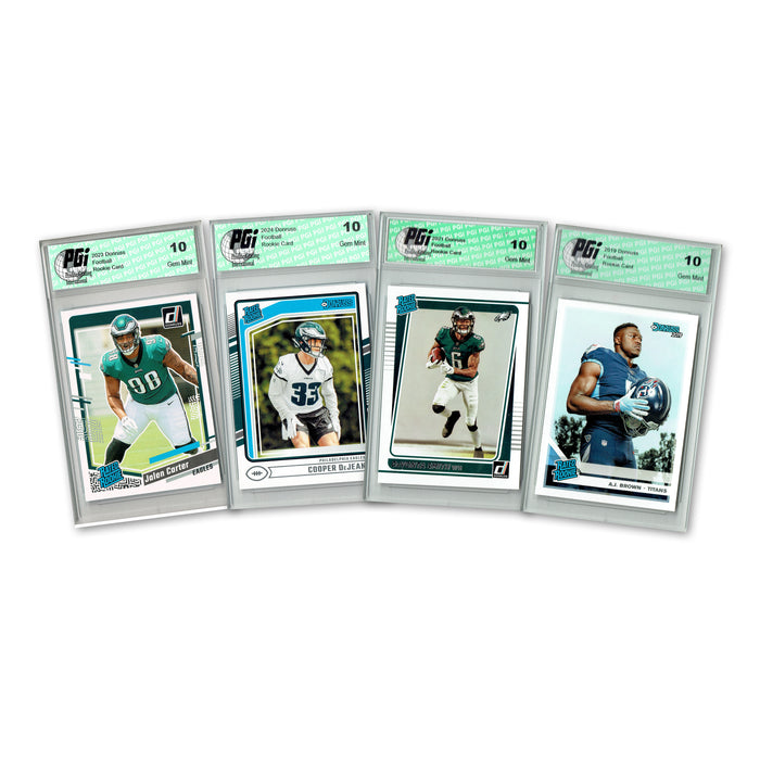 4) Philadelphia Eagles PGI 10 Donruss Football Graded Rookie Card Team Set
