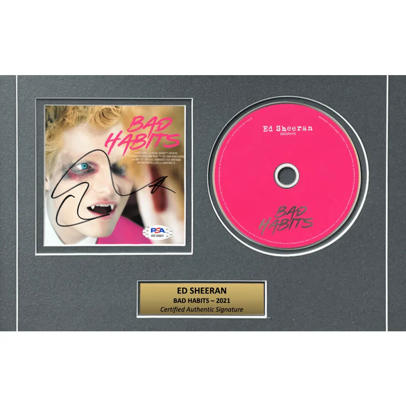 Ed Sheeran Signed "Bad Habits" CD Album Framed Collage PSA/DNA COA Autograph