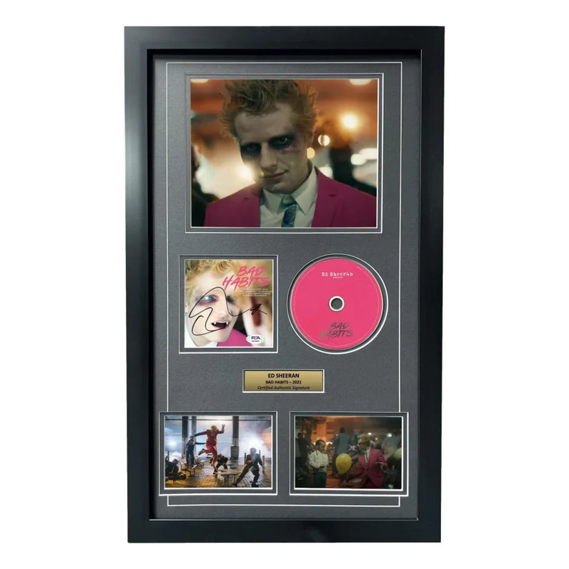 Ed Sheeran Signed "Bad Habits" CD Album Framed Collage PSA/DNA COA Autograph