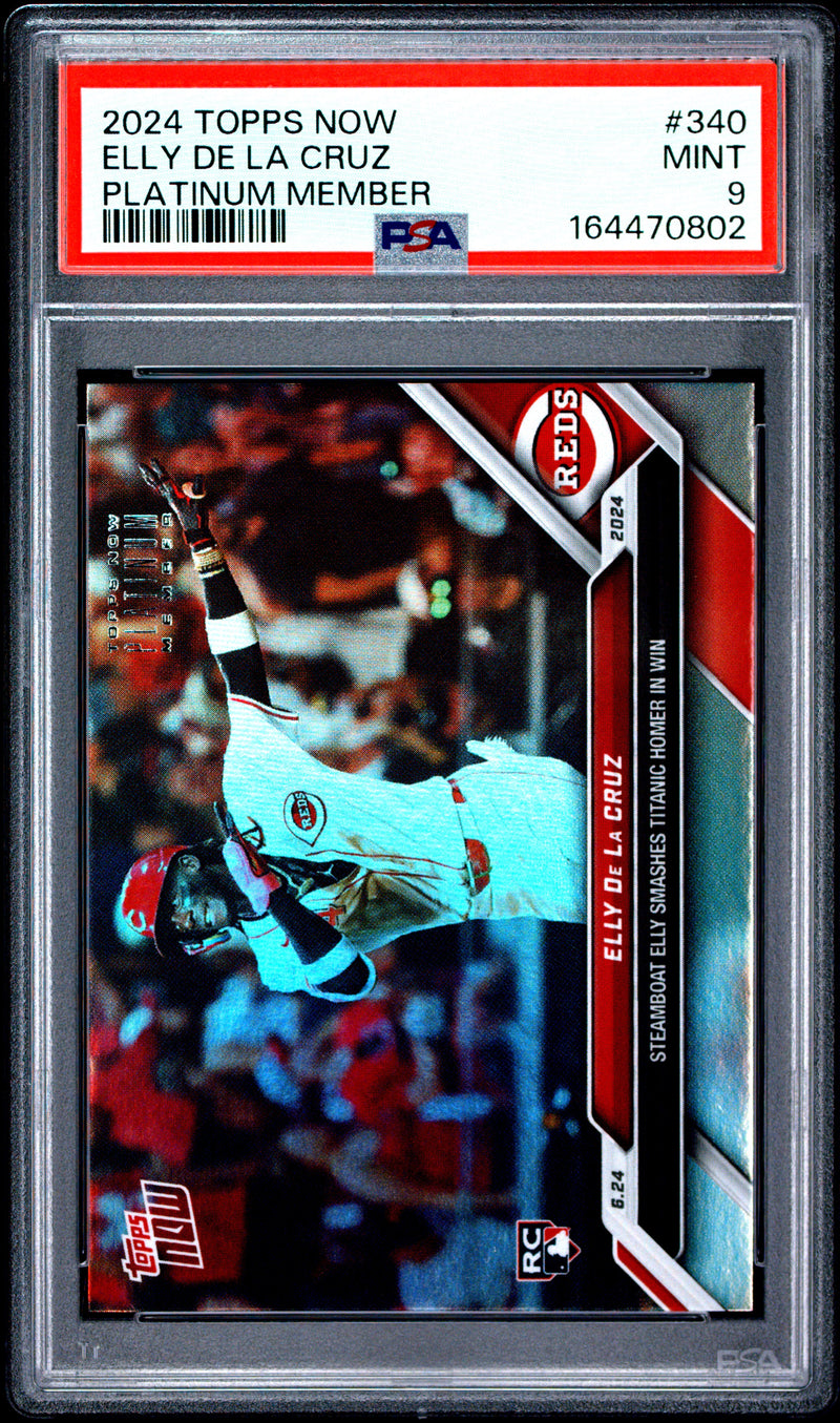 Elly De La Cruz Rookie Card 2024 Topps Now #340 Platinum Member, PSA 9, Cincinnati Reds Baseball