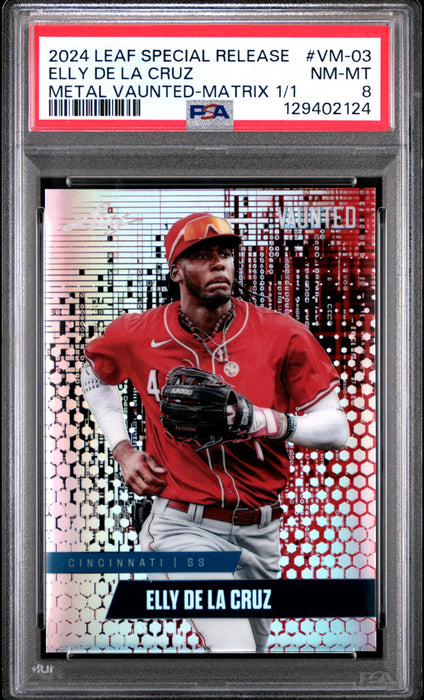 PSA 8 Elly De La Cruz 2024 Leaf Vaunted Metal #VM-03 Matrix 1/1 Rookie Card