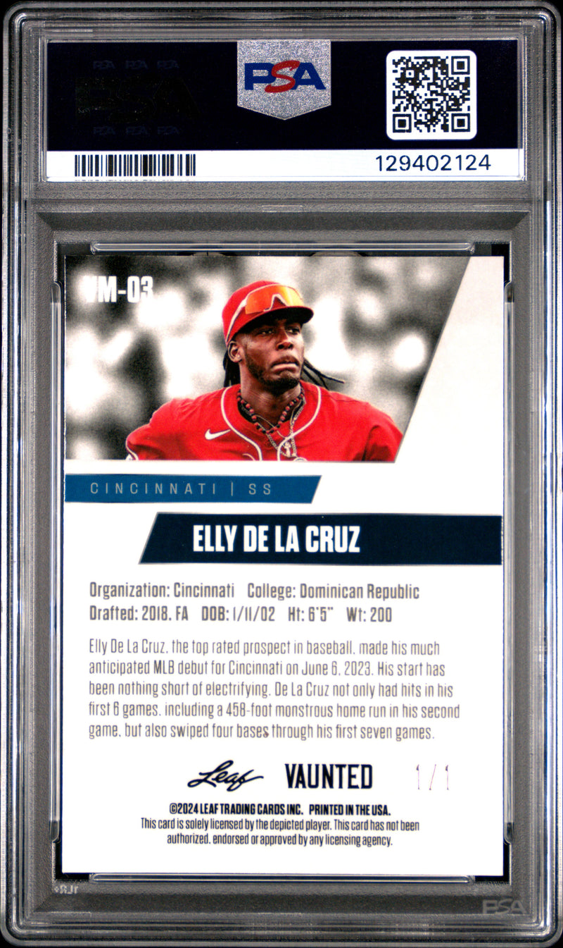 PSA 8 Elly De La Cruz 2024 Leaf Vaunted Metal #VM-03 Matrix 1/1 Rookie Card Cincinnati Reds