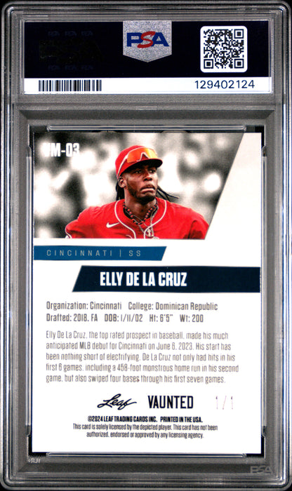 PSA 8 Elly De La Cruz 2024 Leaf Vaunted Metal #VM-03 Matrix 1/1 Rookie Card