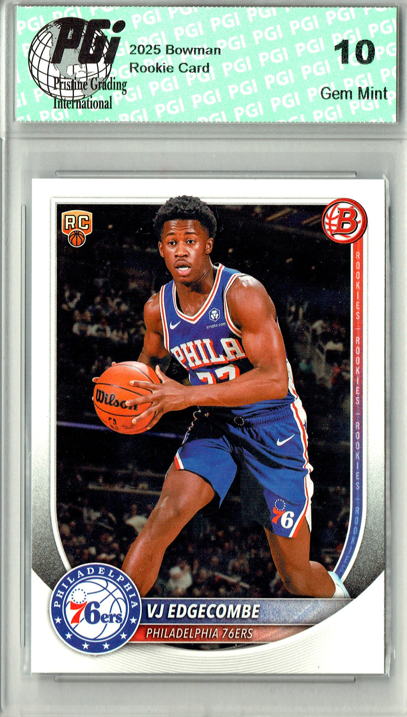 V.J. Edgecombe Rookie Card 2025 Bowman #3, PGI 10, Philadelphia 76ers Basketball
