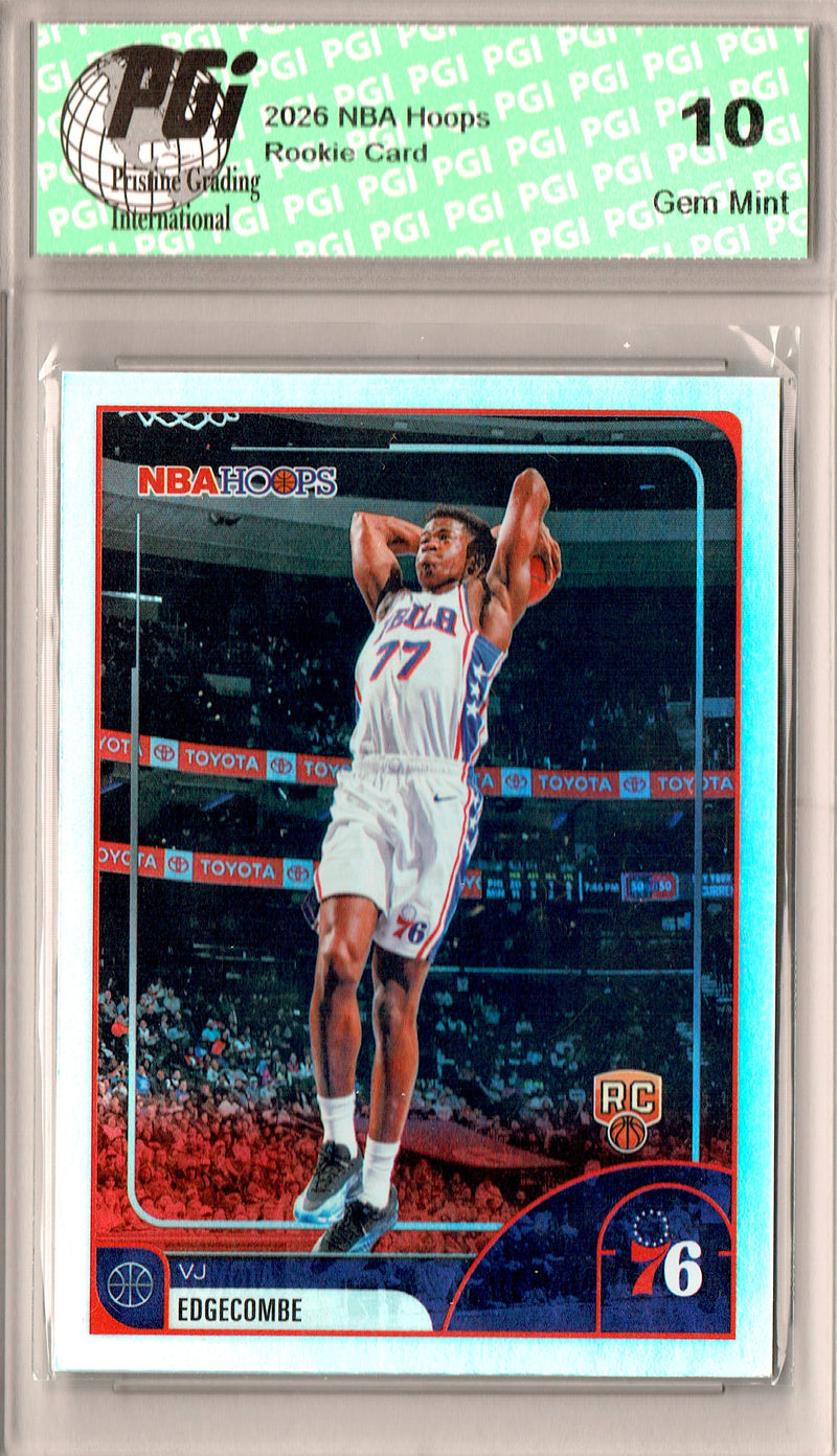 V.J. Edgecombe 2025-26 NBA Hoops #244 Rainbow Foil Rookie Card PGI 10