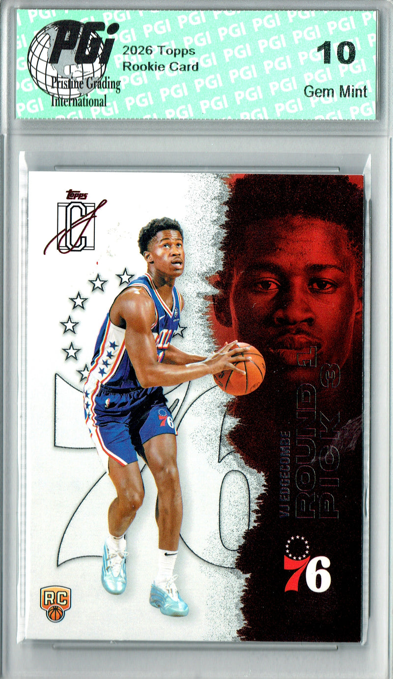 V.J. Edgecombe Rookie Card 2025 Topps #147 Signature Class, PGI 10, Philadelphia 76ers Basketball