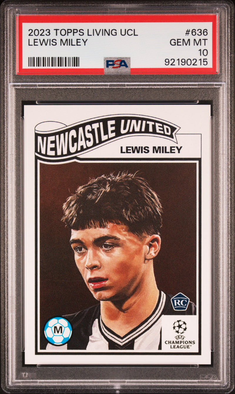 PSA 10 Lewis Miley 2023 Topps Living Set #636 Newcastle Rookie Card Newcastle United