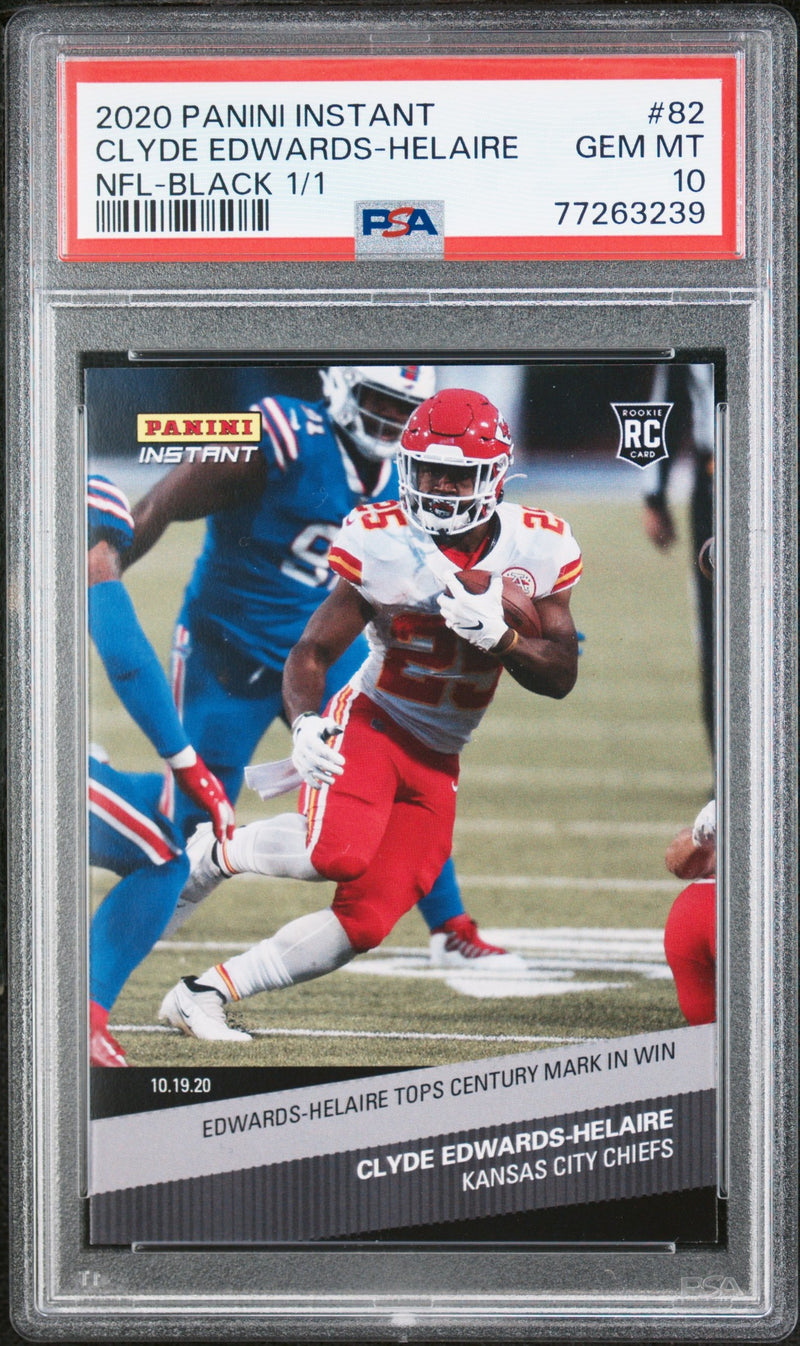 PSA 10 GEM-MT Clyde Edwards-Helaire 2020 Panini Instant #82 Rookie Card Black 1/1