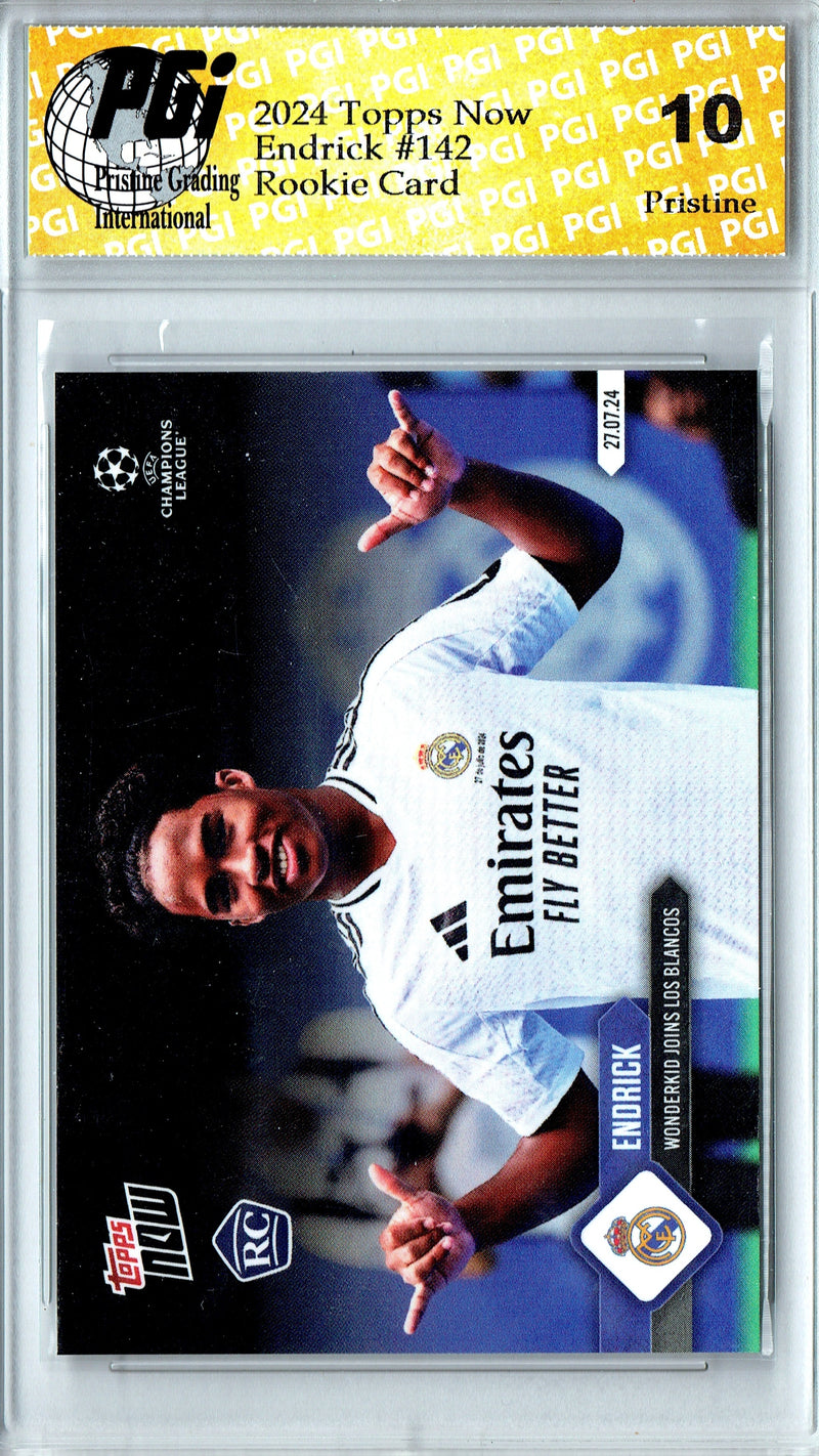Endrick Rookie Card 2024 Topps Now #142 PRISTINE, PGI 10, Real Madrid Soccer