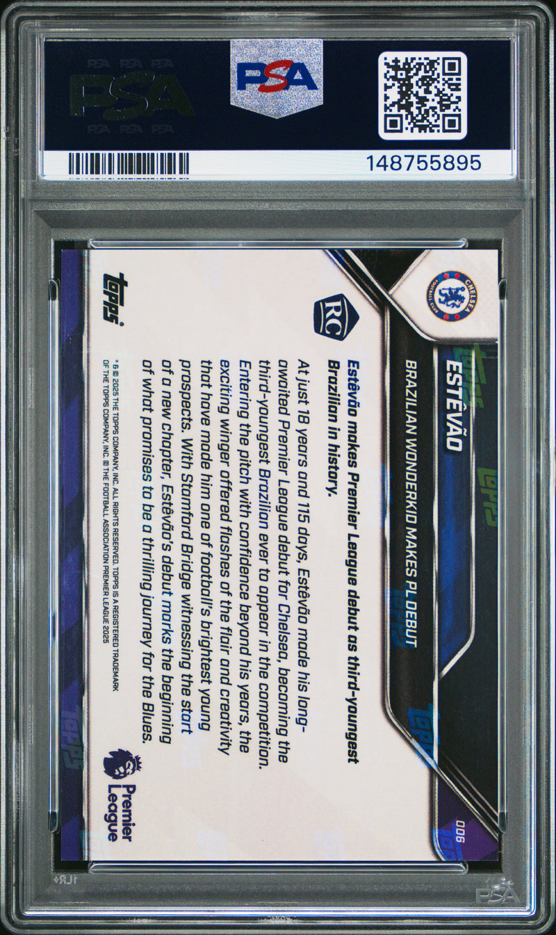 PSA 8 Estevao 2025 Topps Now #6 Gold Foil #7/50 Rookie Card Chelsea
