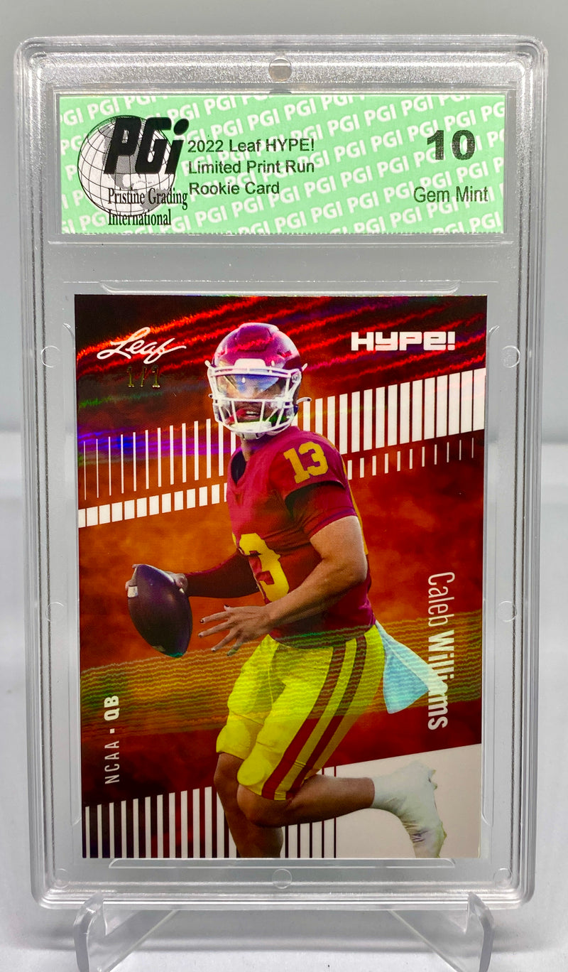 Caleb Williams Rookie Card USC / Chicago PGI 10 Gem Mint Football Trading Card 2022 Leaf HYPE! #96A White Shimmer 1 of 1
