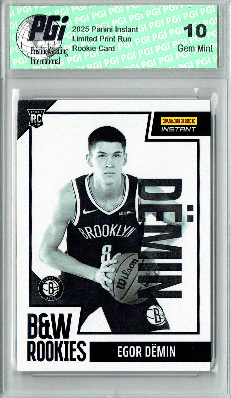 Egor Demin 2025 Panini Instant #BWR-21 Black & White 256 Made Rookie Card PGI 10