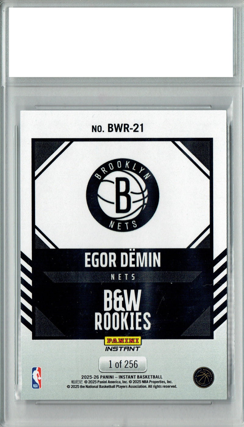 Egor Demin 2025 Panini Instant #BWR-21 Black & White 256 Made Rookie Card PGI 10